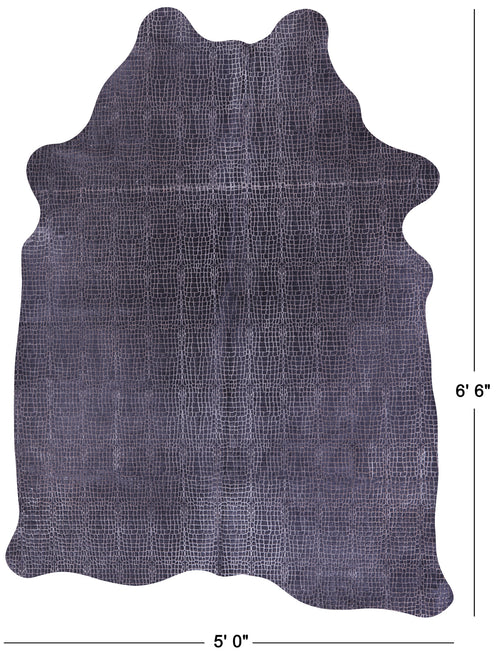 Crocodile Animal Print Laser Engraved Natural Cowhide Rug - Large 6'6