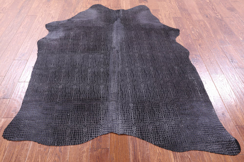 Crocodile Animal Print Laser Engraved Natural Cowhide Rug - Large 6'11