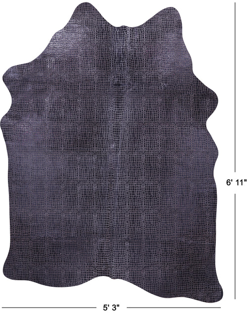 Crocodile Animal Print Laser Engraved Natural Cowhide Rug - Large 6'11