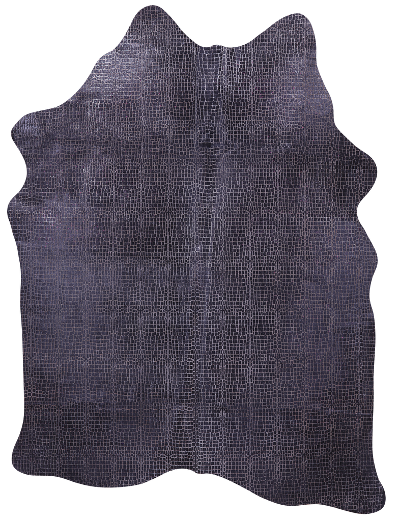 Crocodile Animal Print Laser Engraved Natural Cowhide Rug - Large 6'11"H x 5'3"W