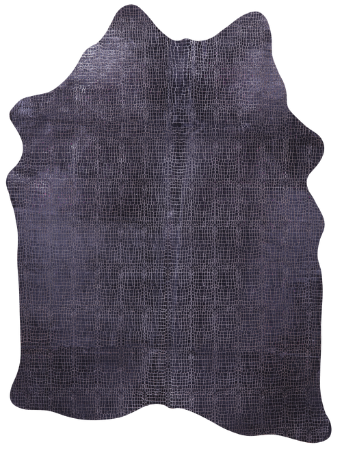 Crocodile Animal Print Laser Engraved Natural Cowhide Rug - Large 6'11