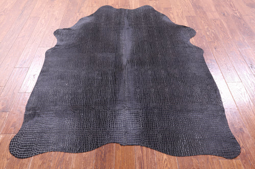 Crocodile Animal Print Laser Engraved Natural Cowhide Rug - Medium 6'2
