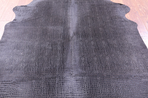 Crocodile Animal Print Laser Engraved Natural Cowhide Rug - Medium 6'2
