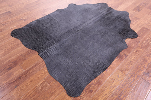Crocodile Animal Print Laser Engraved Natural Cowhide Rug - Medium 6'2