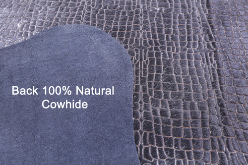 Crocodile Animal Print Laser Engraved Natural Cowhide Rug - Medium 6'2