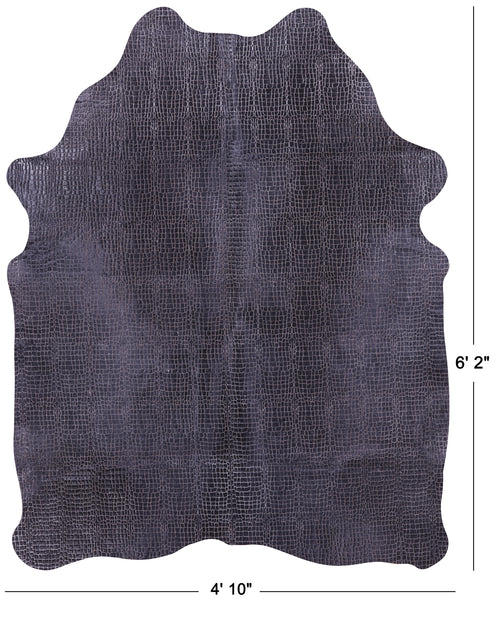 Crocodile Animal Print Laser Engraved Natural Cowhide Rug - Medium 6'2