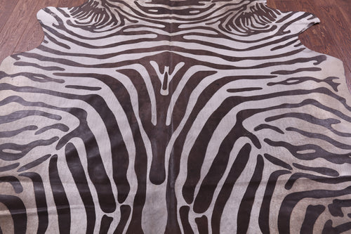 Zebra Animal Print Natural Cowhide Rug - X-Large 7'6