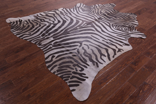 Zebra Animal Print Natural Cowhide Rug - X-Large 7'6
