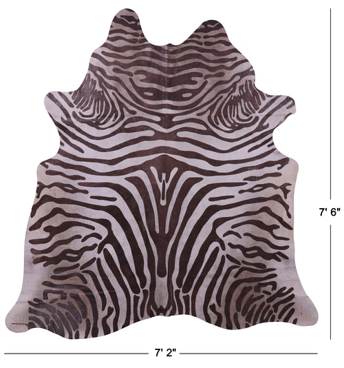 Zebra Animal Print Natural Cowhide Rug - X-Large 7'6