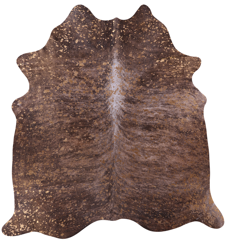 Gold Metallic Natural Cowhide Rug - Large 6'7"H x 6'5"W