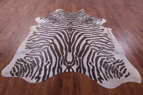 Zebra Animal Print Natural Cowhide Rug - XX-Large 8'6