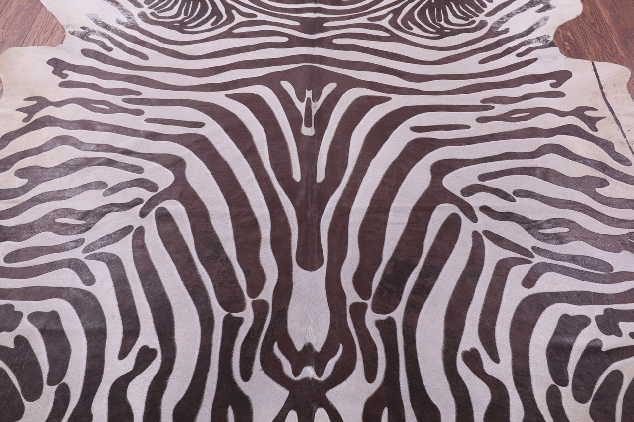 Zebra Animal Print Natural Cowhide Rug - XX-Large 8'6"H x 7'1"W