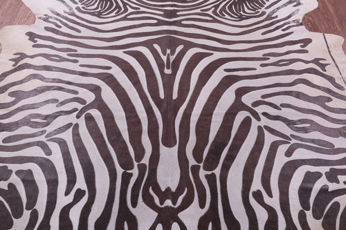 Zebra Animal Print Natural Cowhide Rug - XX-Large 8'6