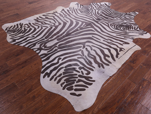 Zebra Animal Print Natural Cowhide Rug - XX-Large 8'6