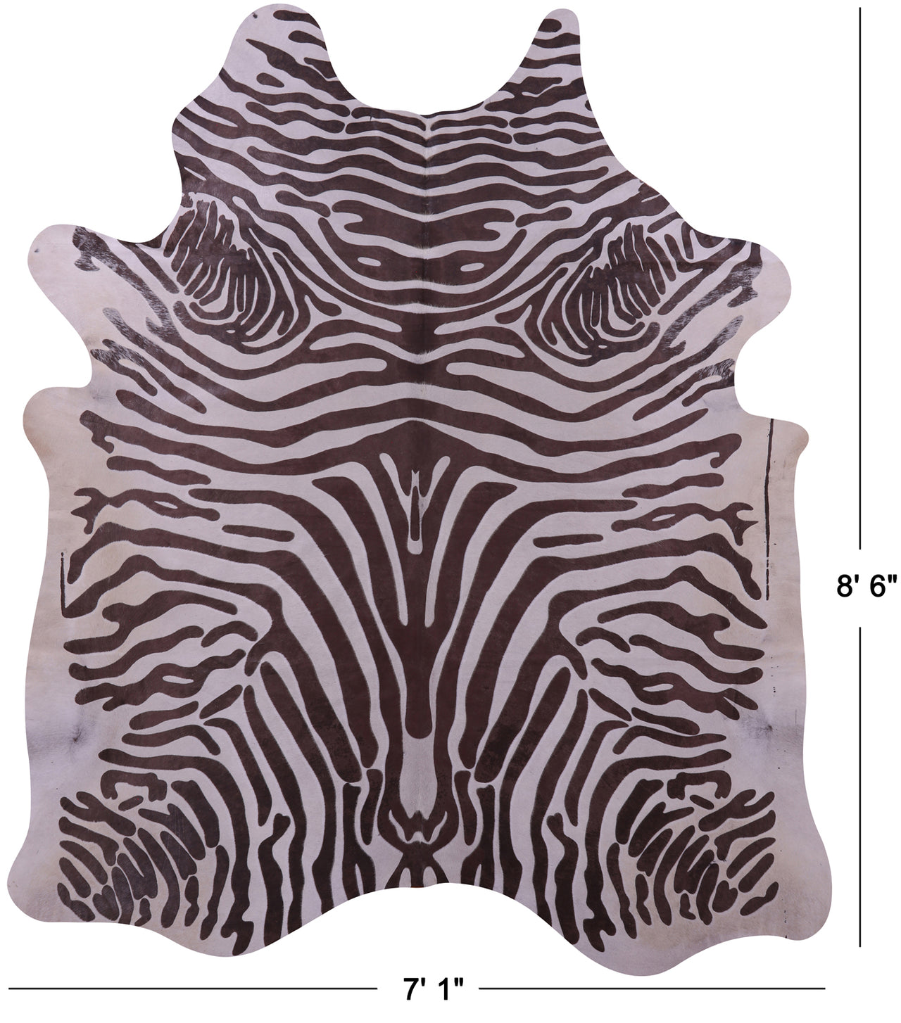 Zebra Animal Print Natural Cowhide Rug - XX-Large 8'6"H x 7'1"W