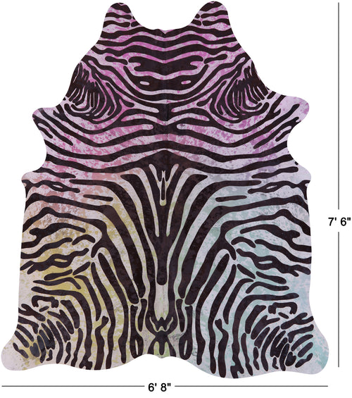 Zebra Animal Print Natural Dyed Cowhide Rug - X-Large 7'6
