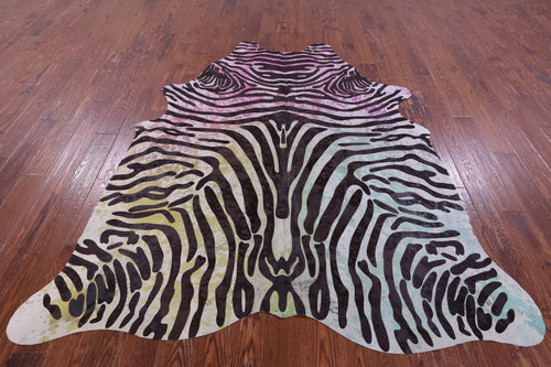 Zebra Animal Print Natural Dyed Cowhide Rug - X-Large 7'6