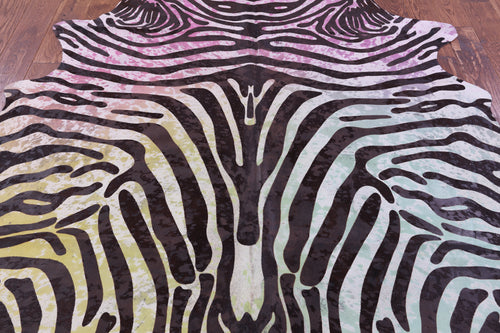 Zebra Animal Print Natural Dyed Cowhide Rug - X-Large 7'6