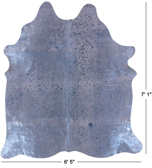 Blue Metallic Natural Cowhide Rug - X-Large 7'1