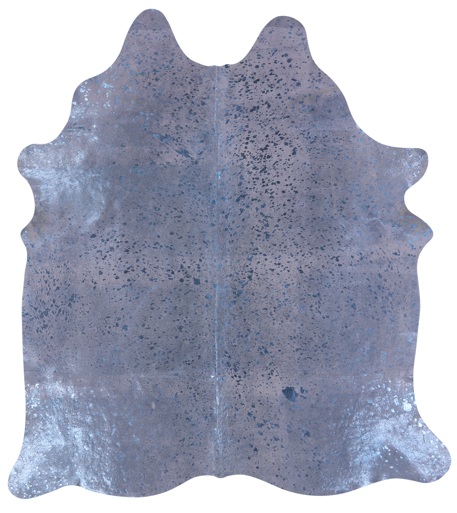 Blue Metallic Natural Cowhide Rug - X-Large 7'1"H x 6'5"W