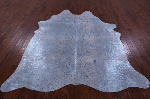 Blue Metallic Natural Cowhide Rug - X-Large 7'1