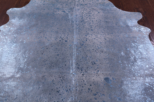 Blue Metallic Natural Cowhide Rug - X-Large 7'1