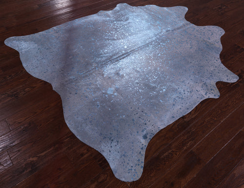 Blue Metallic Natural Cowhide Rug - X-Large 7'1