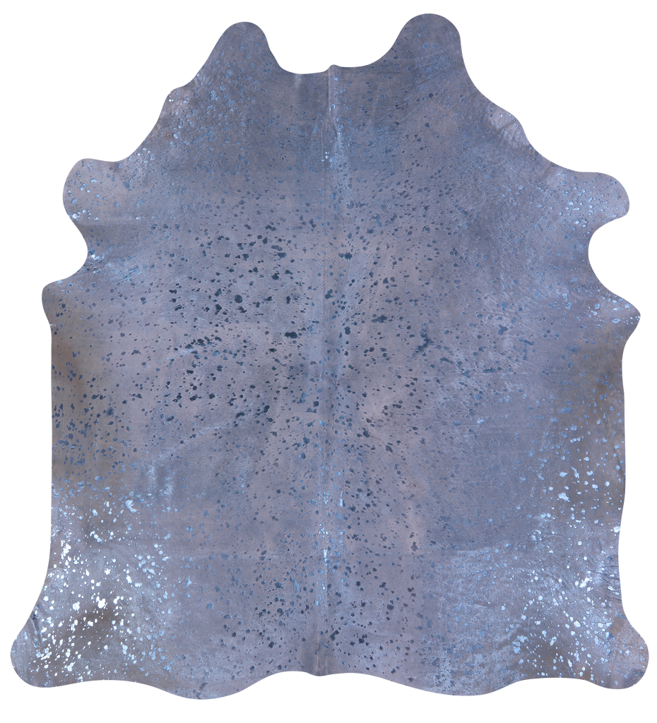 Blue Metallic Natural Cowhide Rug - X-Large 7'6"H x 6'11"W