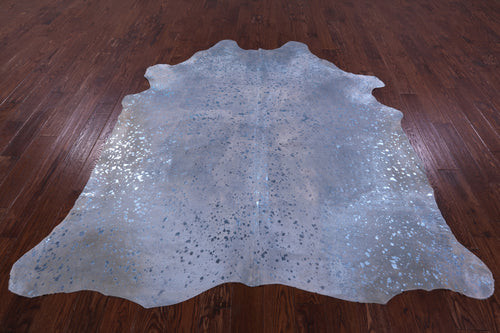 Blue Metallic Natural Cowhide Rug - X-Large 7'6