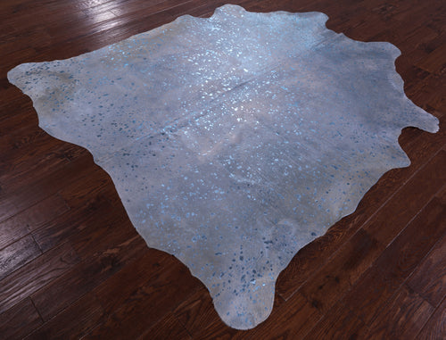 Blue Metallic Natural Cowhide Rug - X-Large 7'6