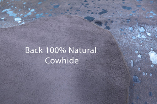 Blue Metallic Natural Cowhide Rug - X-Large 7'6