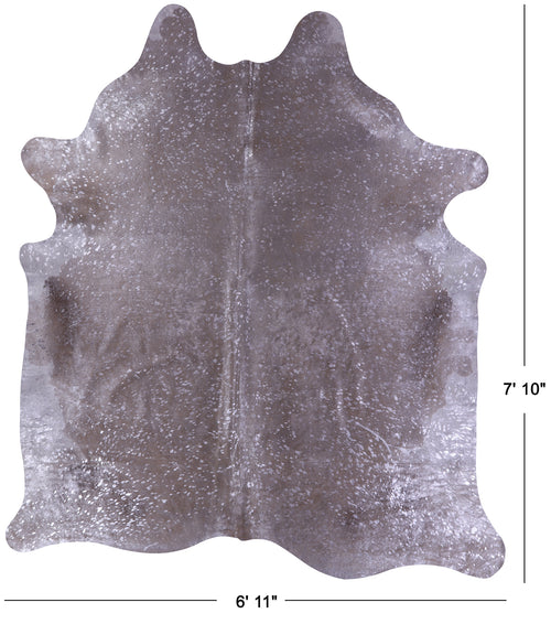 Silver Metallic Natural Cowhide Rug - XX-Large 7'10