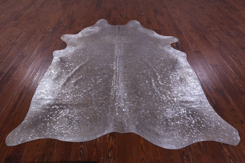 Silver Metallic Natural Cowhide Rug - XX-Large 7'10