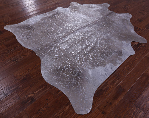 Silver Metallic Natural Cowhide Rug - XX-Large 7'10