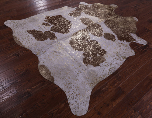 Gold Metallic Natural Cowhide Rug - X-Large 7'6
