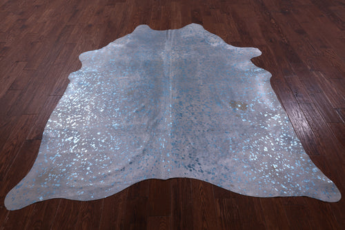 Blue Metallic Natural Cowhide Rug - X-Large 7'2
