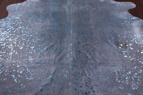 Blue Metallic Natural Cowhide Rug - X-Large 7'2