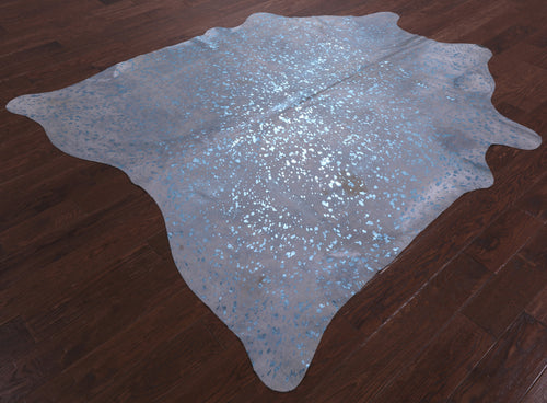 Blue Metallic Natural Cowhide Rug - X-Large 7'2