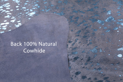 Blue Metallic Natural Cowhide Rug - X-Large 7'2