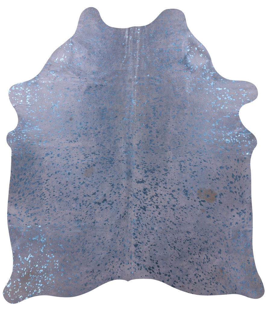 Blue Metallic Natural Cowhide Rug - X-Large 7'2"H x 6'5"W