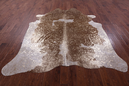 Gold Metallic Natural Cowhide Rug - XX-Large 8'1