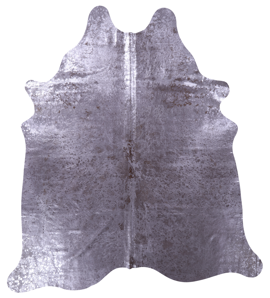 Silver Metallic Natural Cowhide Rug - XX-Large 7'9"H x 6'11"W