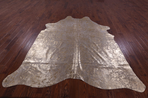 Gold Metallic Natural Cowhide Rug - X-Large 7'6