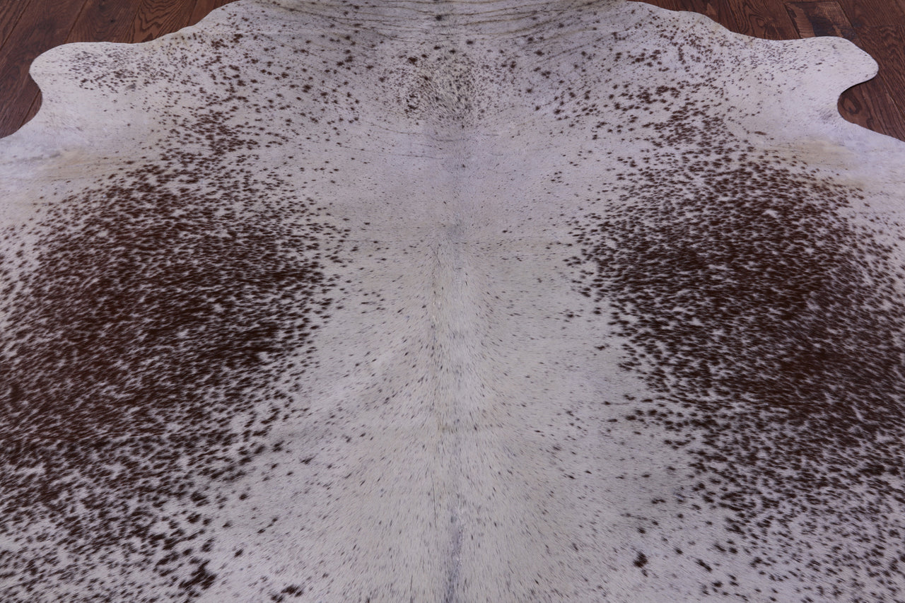Brown Salt & Pepper Natural Cowhide Rug - Large 6' 4"H x 6' 4"W
