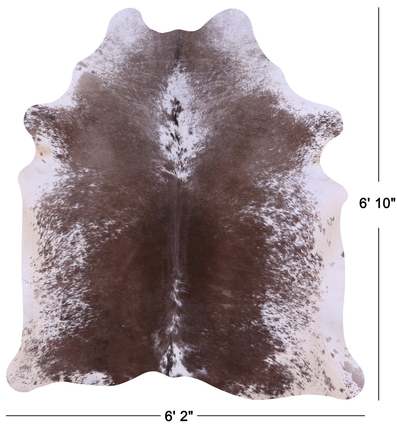 Brown Salt & Pepper Natural Cowhide Rug - Large 6' 10"H x 6' 2"W