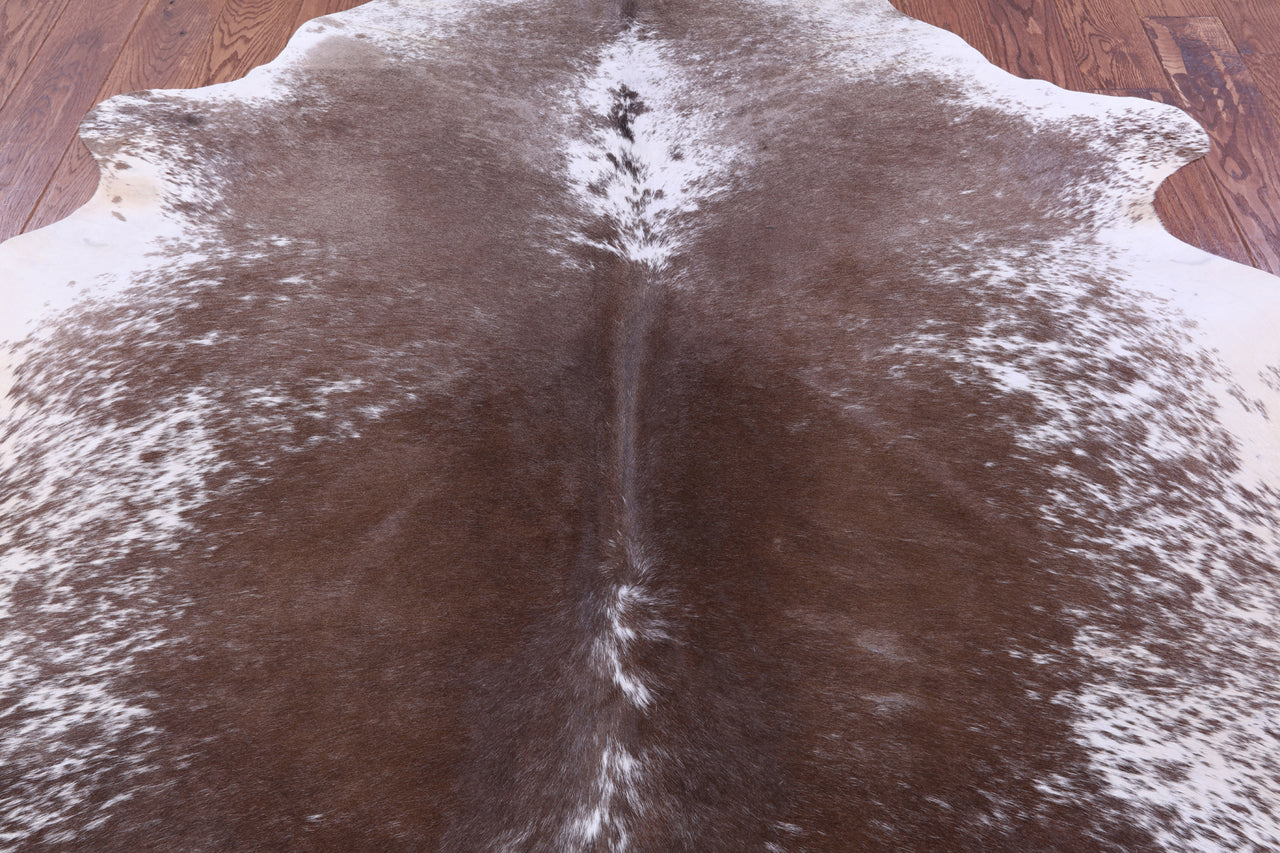 Brown Salt & Pepper Natural Cowhide Rug - Large 6' 10"H x 6' 2"W