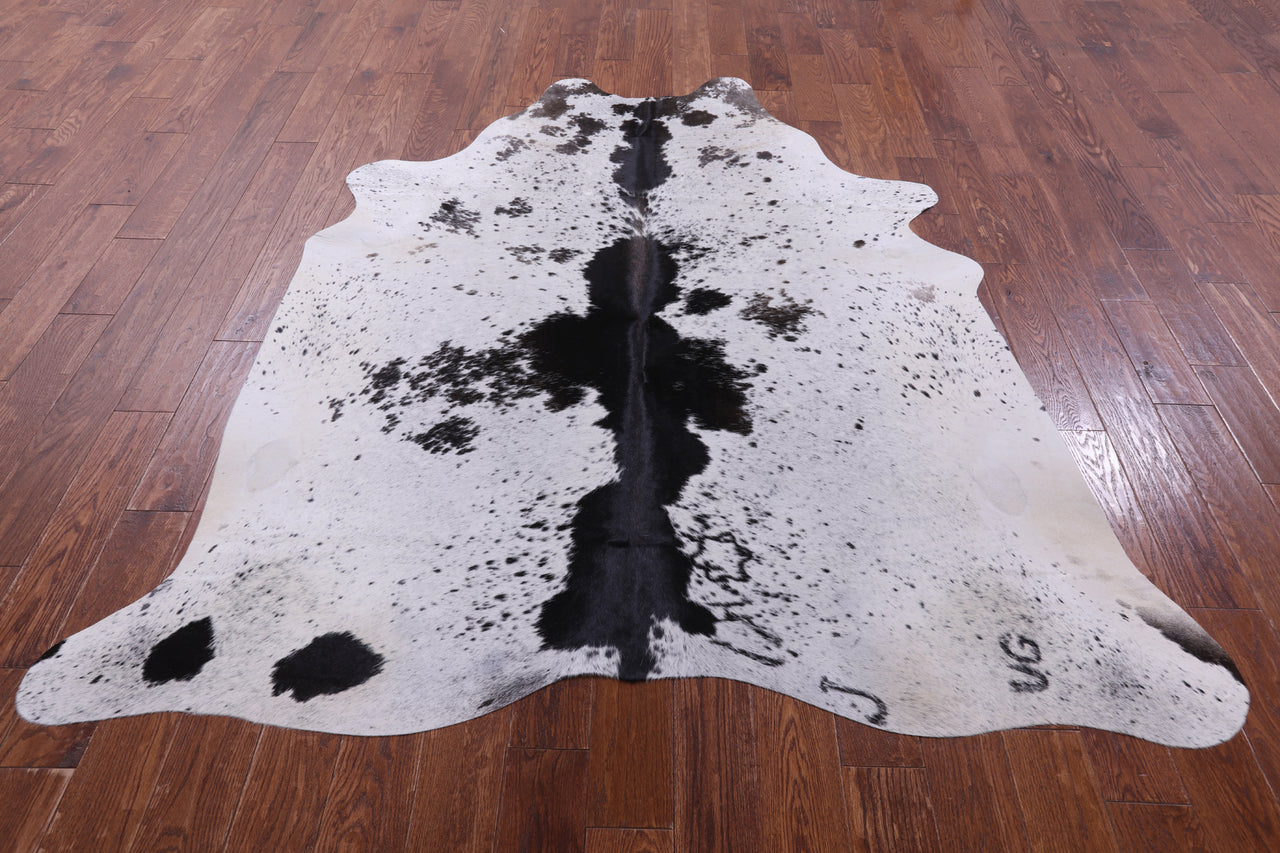 Black Salt & Pepper Natural Cowhide Rug - Large 6' 11"H x 6' 5"W