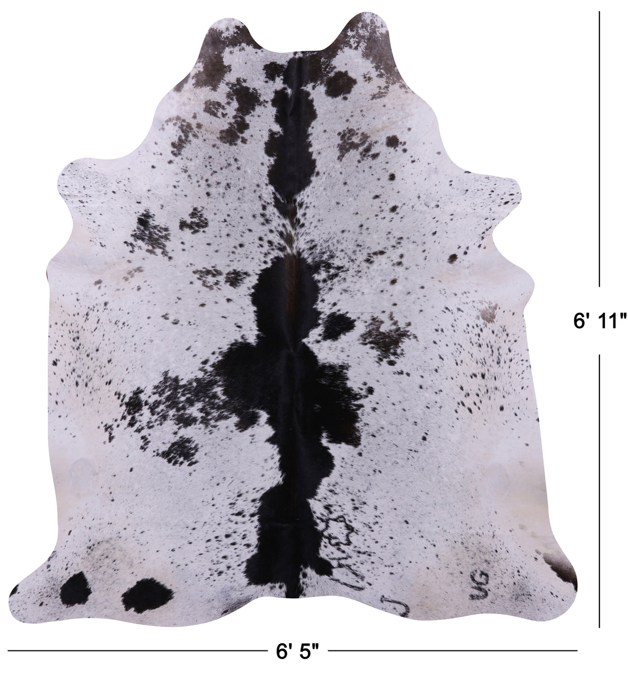 Black Salt & Pepper Natural Cowhide Rug - Large 6' 11"H x 6' 5"W