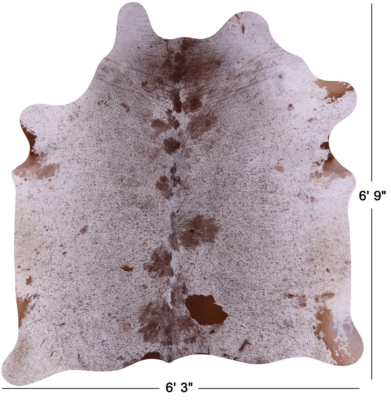 Brown Salt & Pepper Natural Cowhide Rug - Large 6' 9"H x 6' 3"W