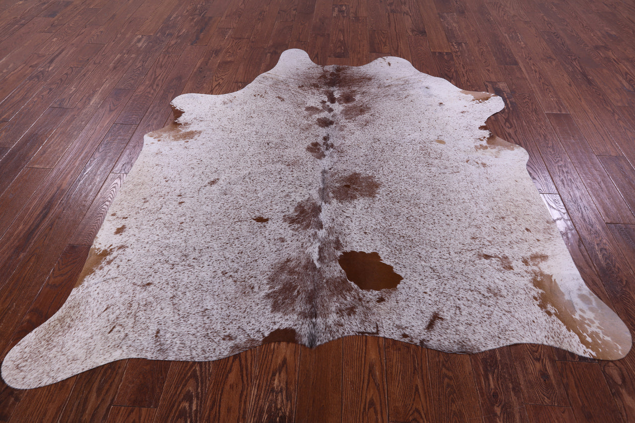 Brown Salt & Pepper Natural Cowhide Rug - Large 6' 9"H x 6' 3"W